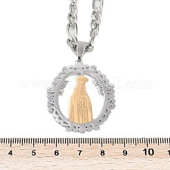 Ring with Virgin Mary 201 Stainless Steel Pendant Necklaces for Men Women&nbsp;NJEW-K283-23G