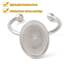 Non-Tarnish 304 Stainless Steel Open Cuff Ring Components&nbsp;STAS-I306-06B-P