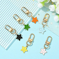 Star with Smiling Face Alloy Enamel Pendant Decorations&nbsp;HJEW-YW00010-01