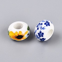 Printed Handmade Porcelain European Beads&nbsp;PORC-Q007-12