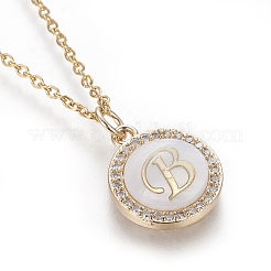 Brass Initial Pendant Necklaces&nbsp;NJEW-I230-24G-B