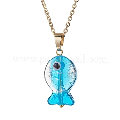 Handmade Foil Lampwork Fish Pendant Necklaces for Women&nbsp;NJEW-JN05511