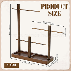 3-Tier T Bar Wooded Bracelet Organizer Display Stands&nbsp;ODIS-WH0099-153