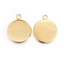 Rack Plating 304 Stainless Steel Pendant Cabochon Settings&nbsp;X-STAS-F191-14G-G