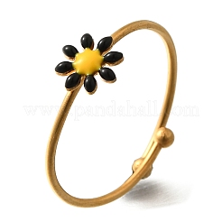 Daisy 304 Stainless Steel Enamel Open Cuff Rings for Women&nbsp;RJEW-M061-01G-M