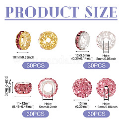 120Pcs 4 Styles Pave Disco Ball Beads&nbsp;RB-TA0001-16