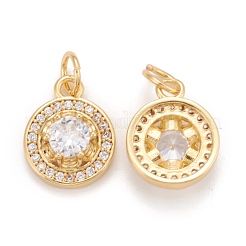 Brass Micro Pave Clear Cubic Zirconia Charms&nbsp;KK-Z023-11G