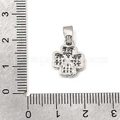 CZ Lucky Jewelry Brass Micro Pave Cubic Zirconia Four Leaf Clover Charms Pendants&nbsp;ZIRC-M011-18P-NR