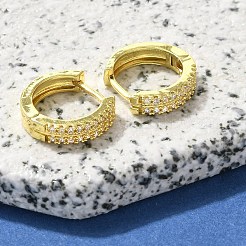 Brass Clear Cubic Zirconia Hoop Earrings&nbsp;EJEW-M047-20G