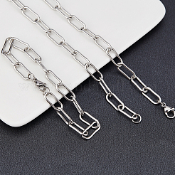 304 Stainless Steel Paperclip Chains&nbsp;STAS-UN0012-44