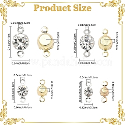 120Pcs 4 Styles Brass Pave Clear Cubic Zirconia Connector Charms&nbsp;RB-YW0001-31G
