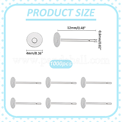 1000Pcs Tarnish Resistant 304 Stainless Steel Stud Earring Settings&nbsp;STAS-ME0001-50C
