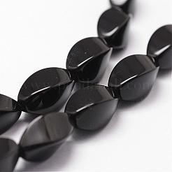 Natural Black Onyx Beads Strands&nbsp;G-P161-07-12x6mm