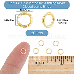 20Pcs 925 Sterling Silver Round Rings&nbsp;STER-BBC0009-64A-G