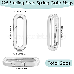 2Pcs 925 Sterling Silver Spring Gate Rings&nbsp;STER-SC0001-60