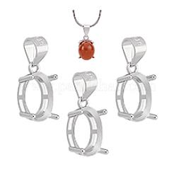 3Pcs Sterling Silver Basket Pendant Setting with Prongs Mounting&nbsp;FIND-PH0028-44