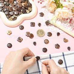 120Pcs 6 Styles Coconut Buttons&nbsp;BUTT-CJ0001-10