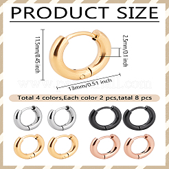 8Pcs 4 Colors 304 Stainless Steel Huggie Hoop Earrings for Women and Men&nbsp;EJEW-LP0001-10