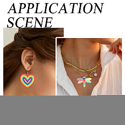 22Pcs 11 Styles Rainbow Color Printed Acrylic Pendants&nbsp;OACR-CA0001-21