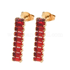 304 Stainless Steel Rectangle Tassel Stud Earrings&nbsp;EJEW-F393-01G