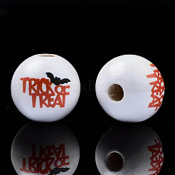 Halloween Printed Natural Wood Beads&nbsp;WOOD-S057-078