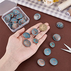 24Pcs 4 Styles 1-Hole Zinc Alloy Shank Buttons&nbsp;BUTT-PH0001-60