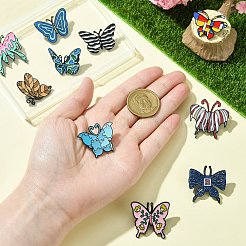 10Pcs 10 Styles Black Alloy Brooches&nbsp;JEWB-CJ0001-36