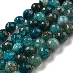 Faceted Natural Dragon Veins Agate Beads Strands&nbsp;G-F447-12mm-P07