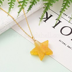Natural Agate Star Pendant Necklaces&nbsp;NJEW-JN03238-03