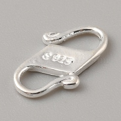 Rhodium Plated 925 Sterling Silver S-Hook Clasps&nbsp;FIND-WH0152-361B-P