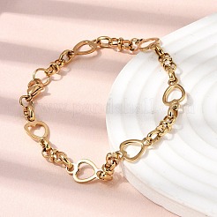 304 Stainless Steel Heart Link Chain Bracelet & Necklace Jewelry Sets&nbsp;SJEW-L199-08G