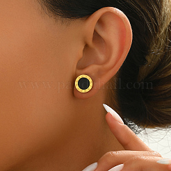Elegant Roman Style 304 Stainless Steel Flat Round Stud Earrings&nbsp;BO7793-2