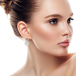 2 Pairs 2 Colors Clear Cubic Zirconia Rose Flower Leverback Earrings&nbsp;EJEW-AN0002-85