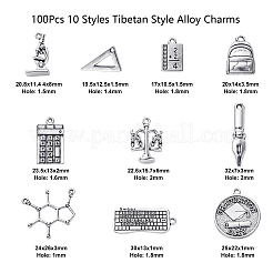 100Pcs 10 Styles Tibetan Style Alloy Pendants&nbsp;TIBEP-CJ0001-92