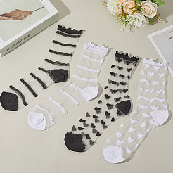 EATCABIN 4 Pairs 4 Styles Nylon Glass Silk Socks for Women Girls&nbsp;AJEW-CN0004-33
