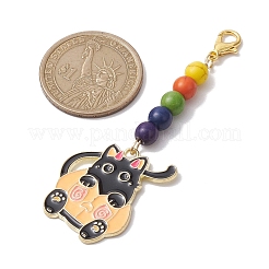 5Pcs 5 Styles Halloween Cat Alloy Enamel Pendant Decorations&nbsp;HJEW-JM01928