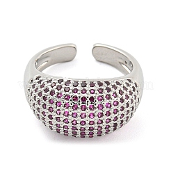 Real Platinum Plated Brass Micro Pave Clear Cubic Zirconia Cuff Rings&nbsp;RJEW-L113-016P-02