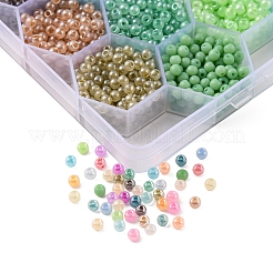 288G 24 Colors 6/0 Imitation Jade Round Glass Seed Beads&nbsp;SEED-YW0002-07