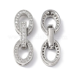 Rack Plating Brass Micro Pave Clear Cubic Zirconia Fold Over Clasps&nbsp;KK-G448-04P
