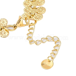 304 Stainless Steel Double Row Flower Link Bracelets for Women&nbsp;BJEW-H615-01G