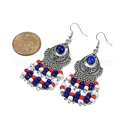 Alloy Glass Seed Beads Teardrop Chandelier Earrings&nbsp;EJEW-JE06509