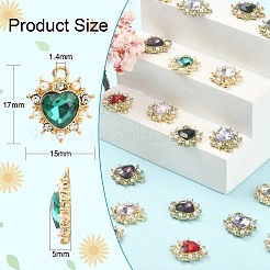 40Pcs 8 Colors Alloy Rhinestone Pendants&nbsp;RB-CJ0001-01