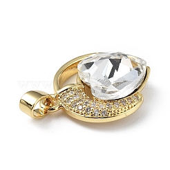 Real 18K Gold Plated Rack Plating Brass Micro Pave Clear Cubic Zirconia Pendants&nbsp;KK-C015-20G-06