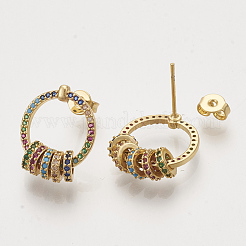 Brass Cubic Zirconia Stud Earrings&nbsp;EJEW-S201-153