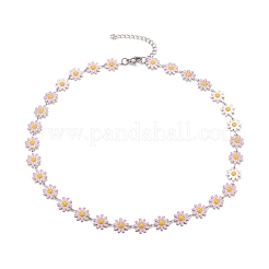 Enamel Daisy Link Chain Necklace&nbsp;NJEW-P220-01P