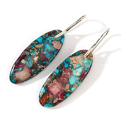 Bohemian Oval Floral Emperor Stone Dangle Earrings&nbsp;PV7367-3