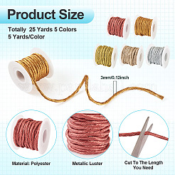25 Yards 5 Colors Round Polyester Gold Metallic Cord&nbsp;OCOR-TA0002-58