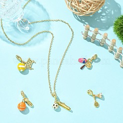 5Pcs 5 Styles Sport Ball Theme Brass Enamel European Dangle Charms&nbsp;KK-CJ0003-89