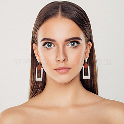 4 Pairs 4 Styles Round & Rectangle & Polygon & Ring Brass Dangle Hoop Earrings&nbsp;EJEW-AN0003-06