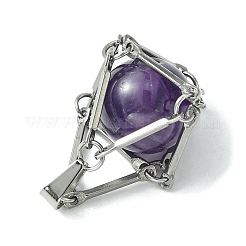 Natural Mixed Gemstone Stainless Steel Wrapped Pendants&nbsp;PALLOY-JF02497